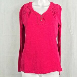 Eddie Bauer Shirt Womens Sz M Pink Cotton Stretch Casual Long Sleeve T‎ Shirt